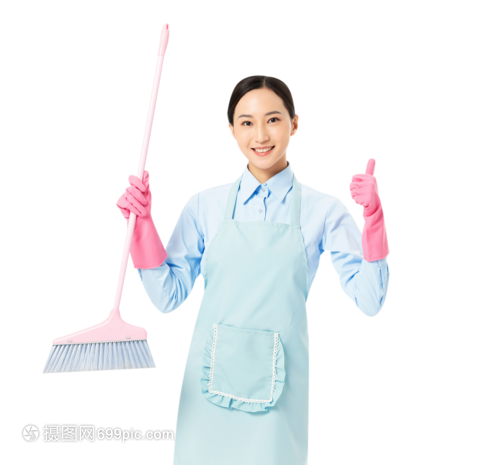 家政服务女性扫地点赞
